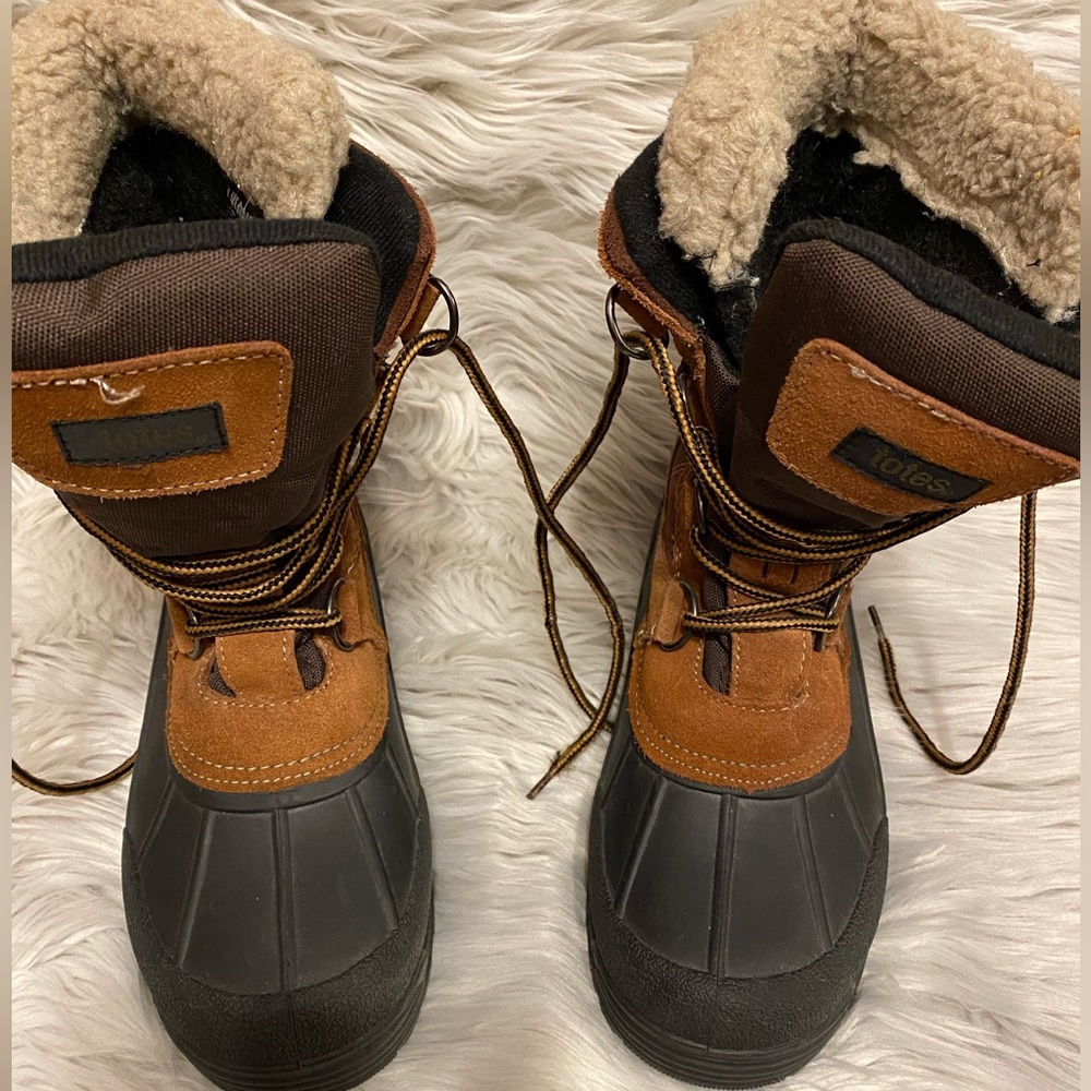 Totes Men's Snowbank Waterpoof Lace-up Shearling Winter Boots Color Brown Size 8
